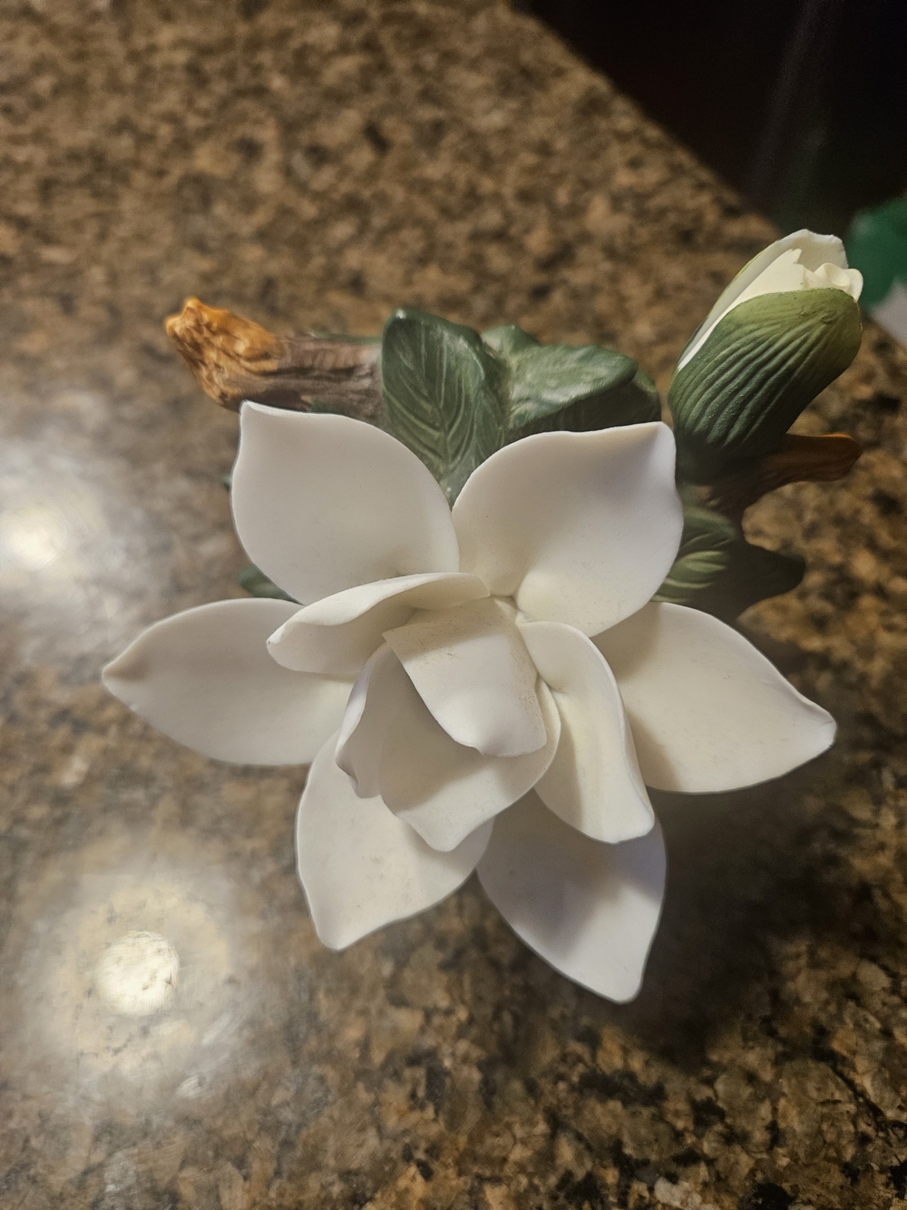 White Porcelain Gardenia Flower Accent - Home Decor